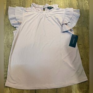 NWT Jacob Kelly Dusty Rose Ruffle Short Sleeve Blouse